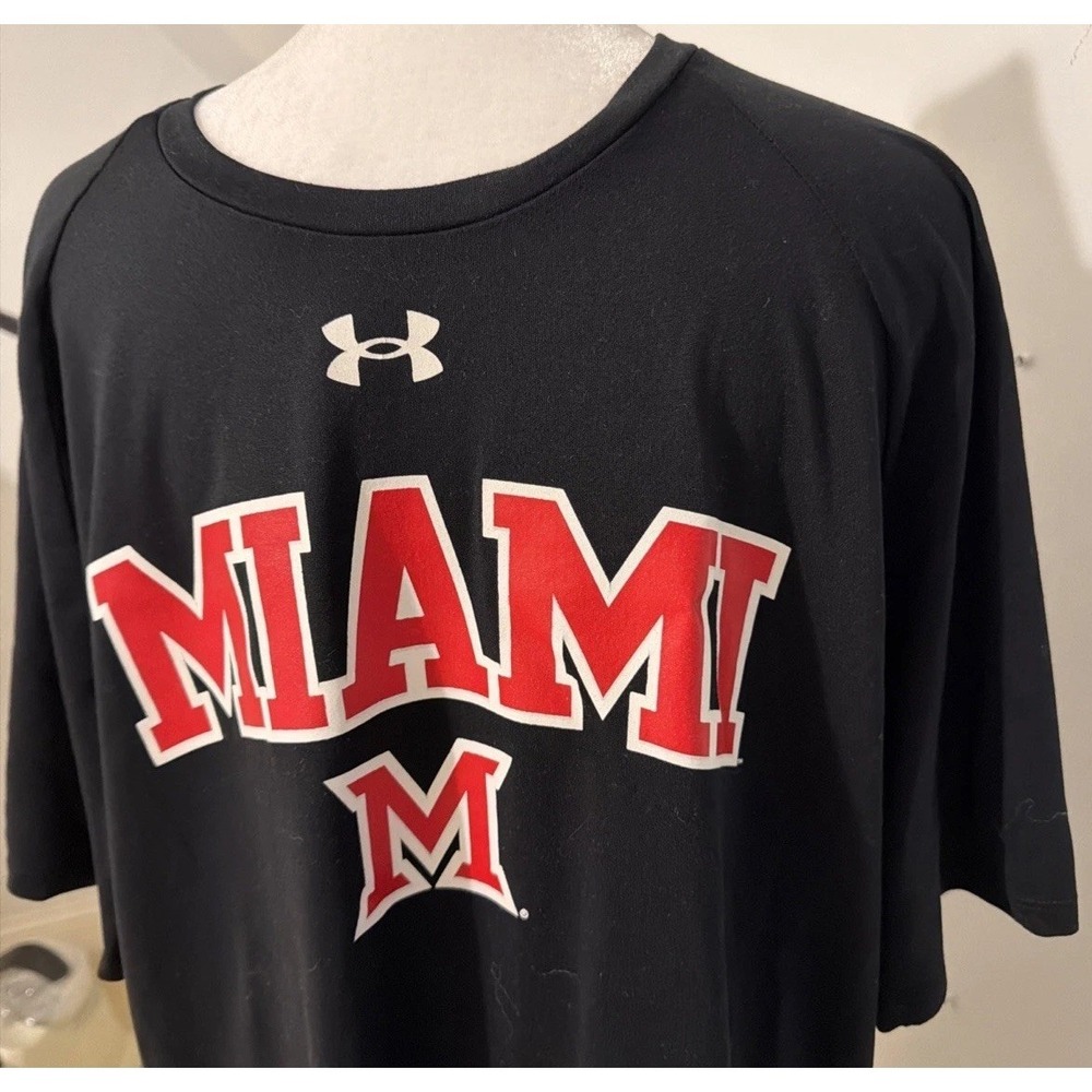 EUC Under Armour The Tech Tee Miami Ohio College Football Shirt Mens XL BLACK